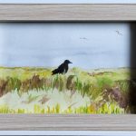 Krähe in Düne, Aquarell, DIN A6