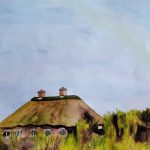 Haus mit Regenbogen, Aquarell, 32 x 24 cm